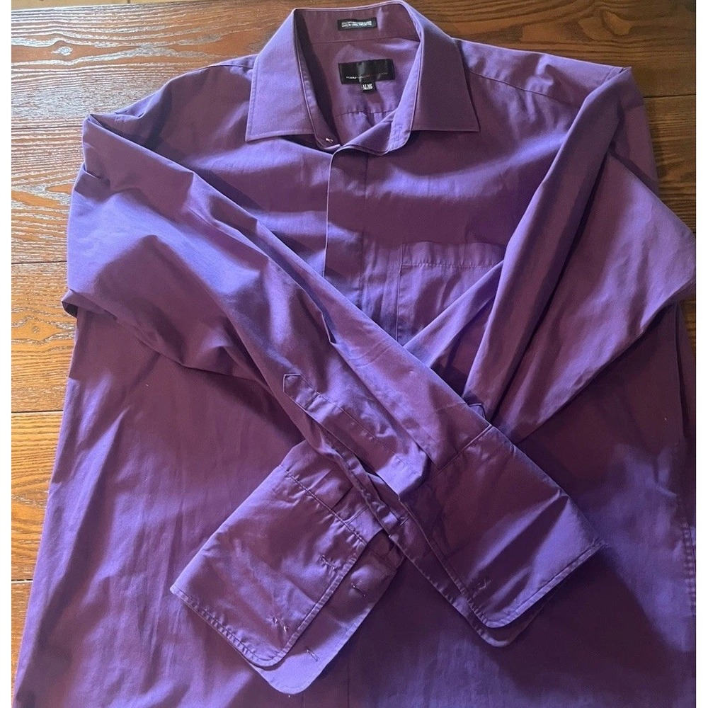 Fubu The Collection Purple Dress Shirt Mens Size 17.5 36/37 Button Down